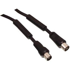 кабель антенный коаксиальный вилка(coax) - розетка(coax),  1.5 метра, цвет черный, ферритовые фильтры